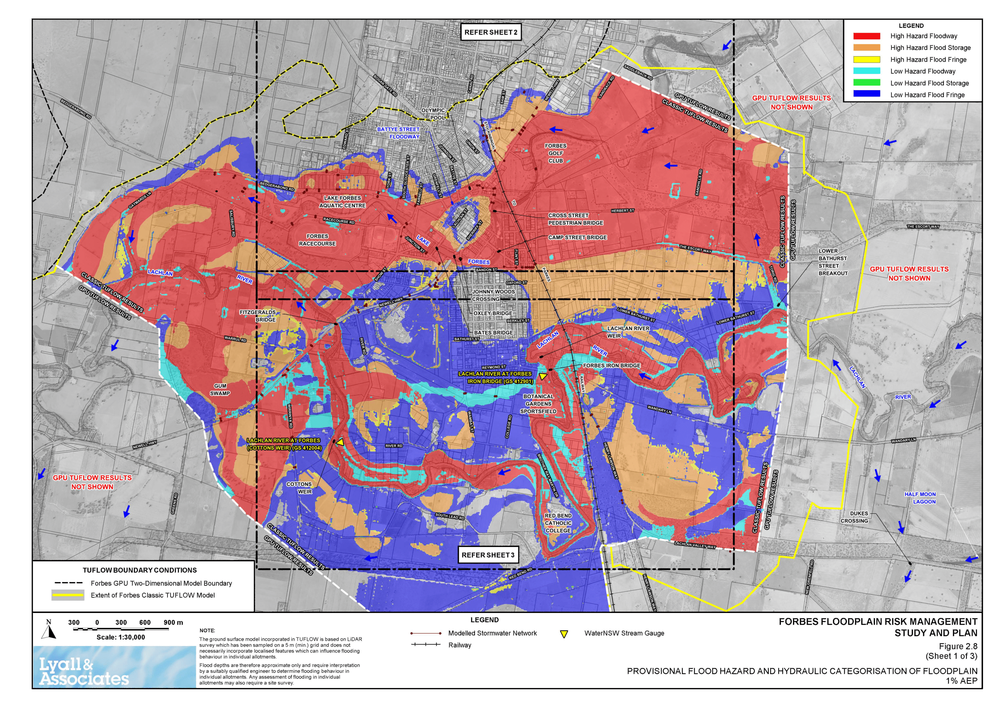 Figure 2.8 (3 Sheets) - Flood Hazard and Categorisation of Floodplain - AEP-1